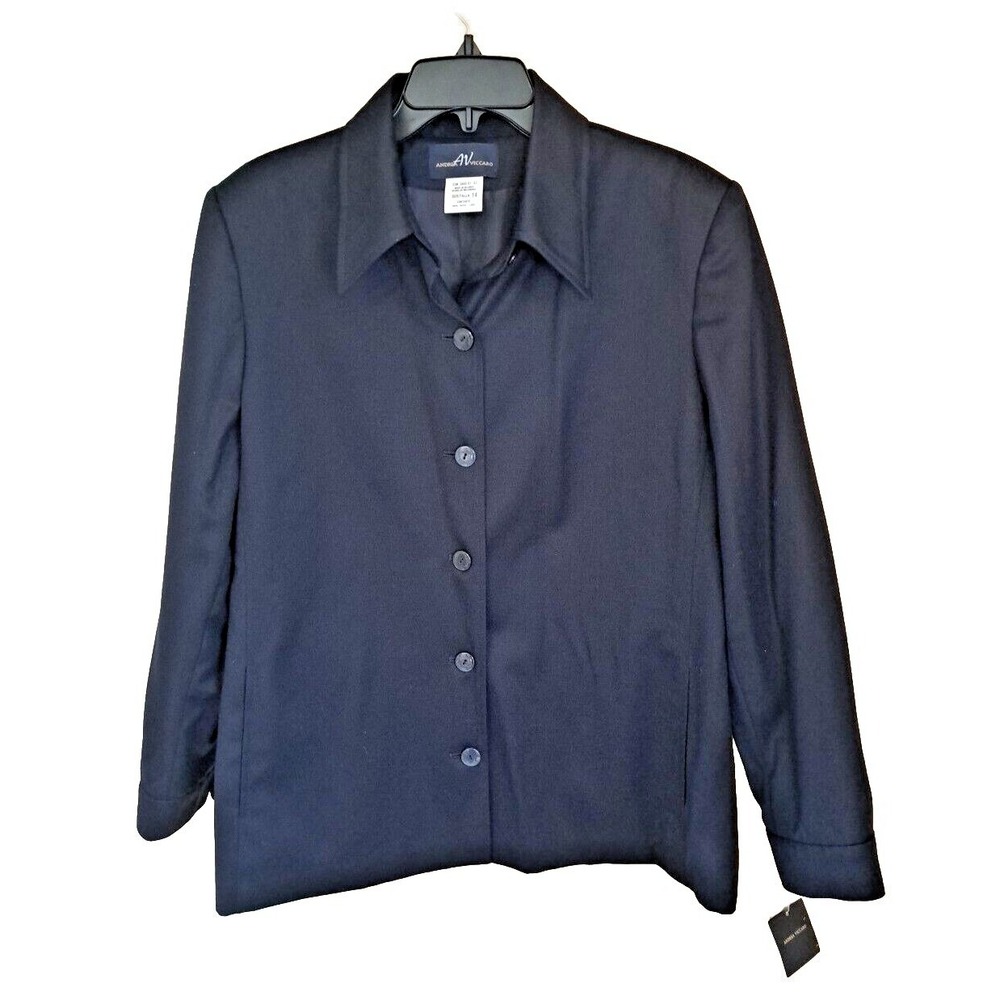 Andrea Viccaro Women's Size 14 Blazer Jacket Black Career Work 100% Wool NWT